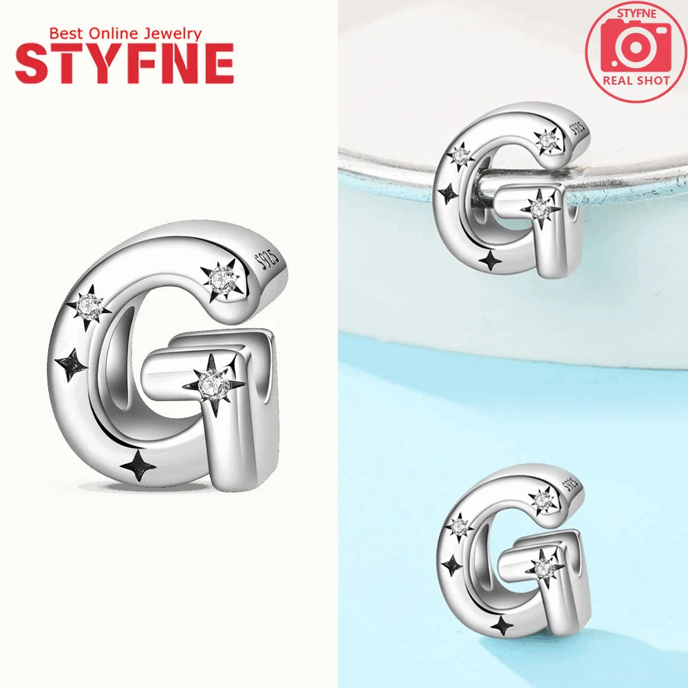 925 Silver Letter Charm with Zircon for Bracelet Jewelry Making – GYC1957-G