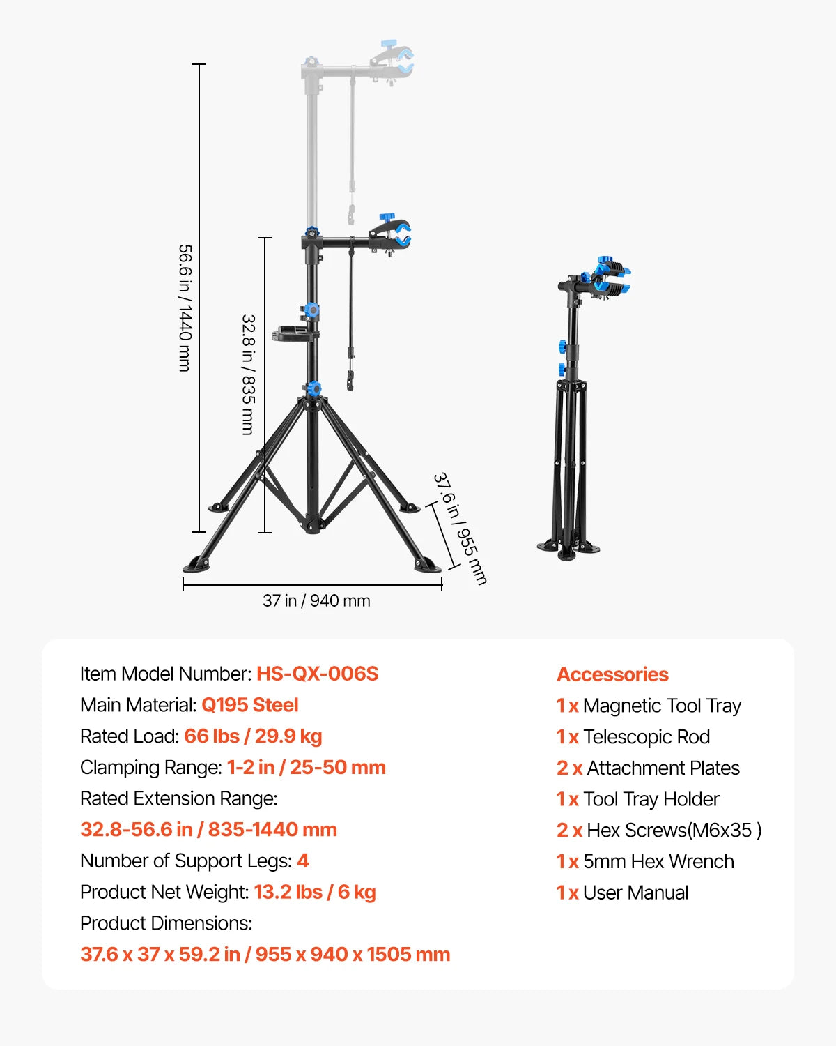SucceBuy Foldable Bike Repair Stand with Adjustable Clamp – steel 66lb
