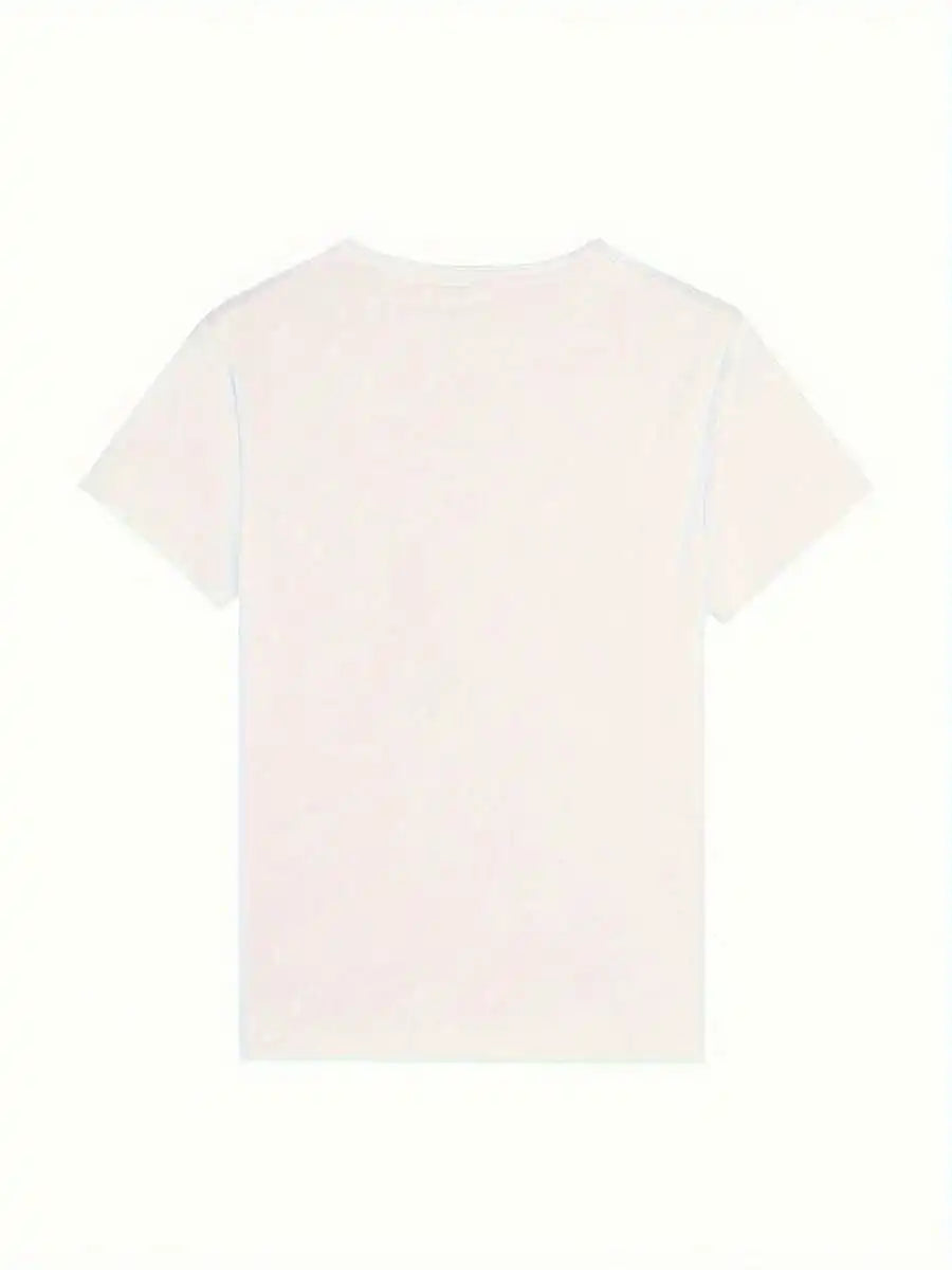 Back view of a plain white short-sleeved t-shirt