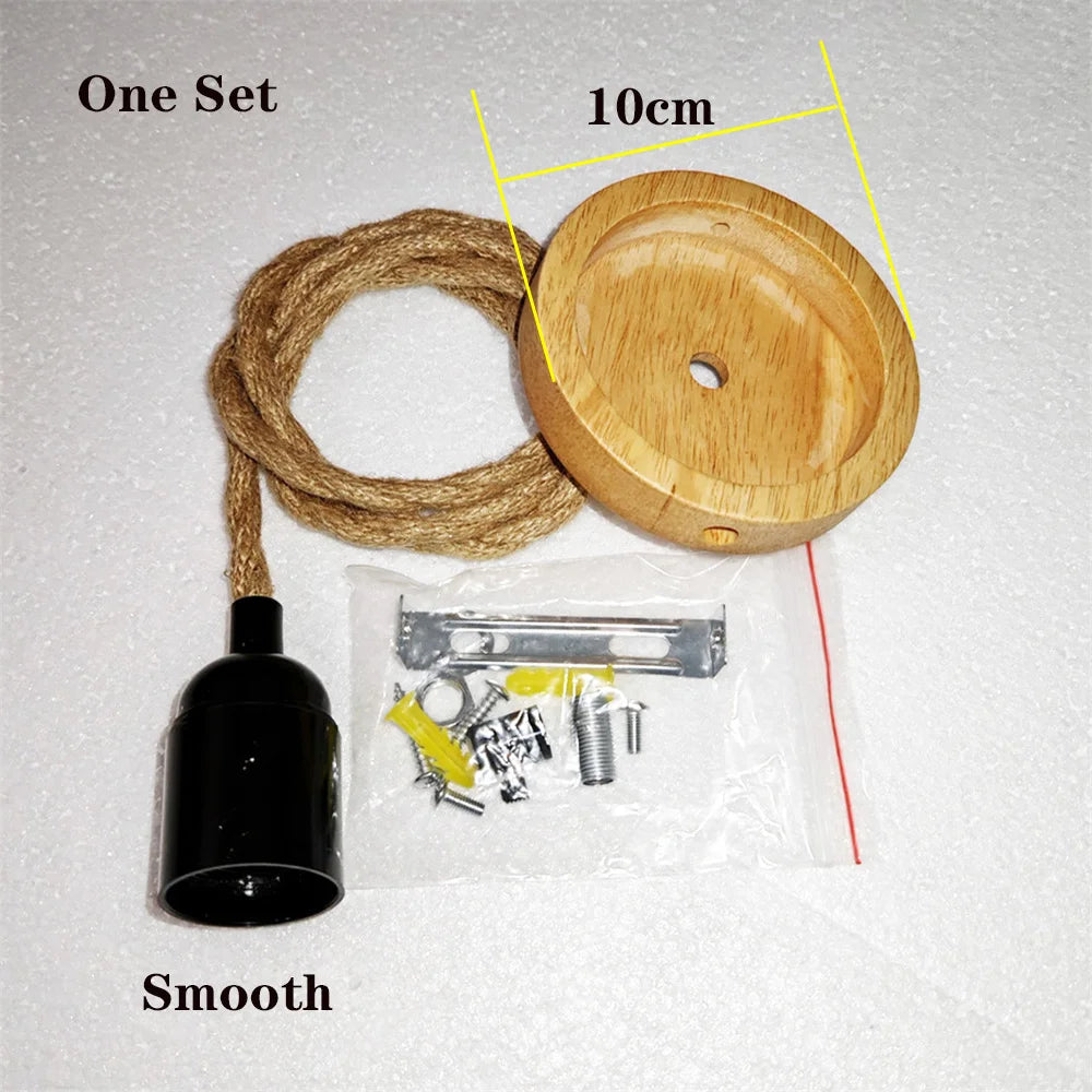 Jute Rope Pendant Lamp Fitting with E27 Bakelite Socket – Smooth One Set-2
