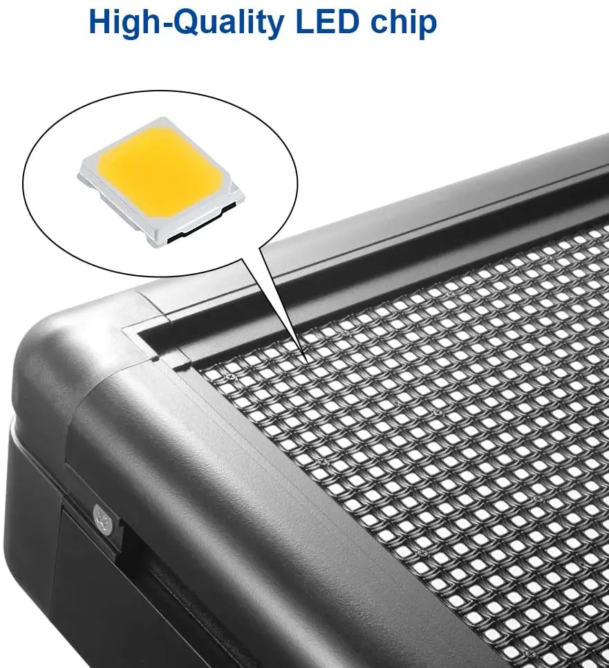 LED sign corner detail with an inset showing a single LED chip