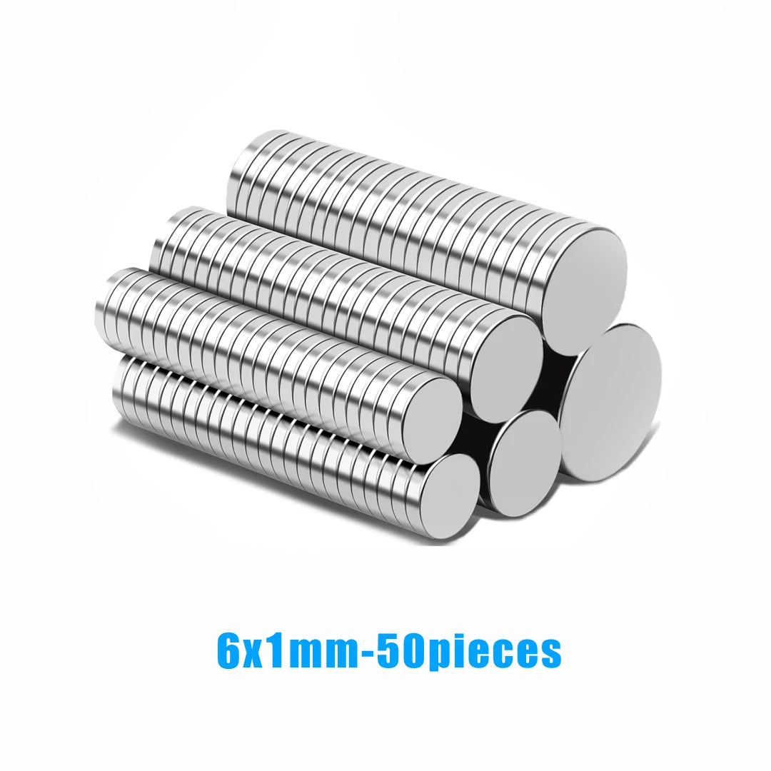 Strong Round Magnetic Stickers for DIY, Office, and Kitchen Organization – 6x1mm-50pcs