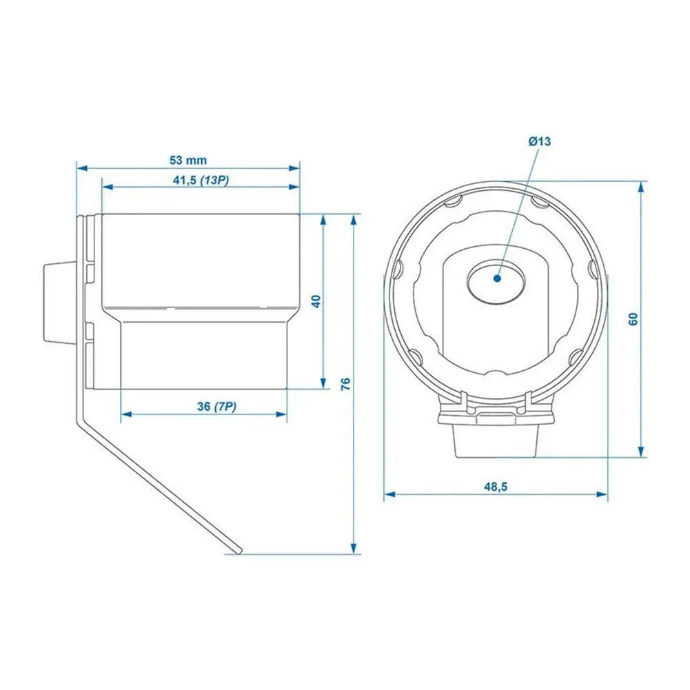 Technical drawing and dimensions of the trailer plug holder