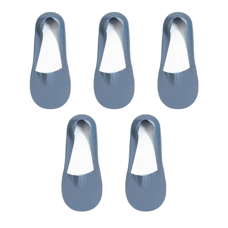 5-Pair Women's Cotton No-Show Invisible Socks with Silicone Grip – 5pairs-blue