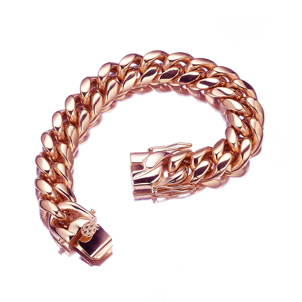 Rose gold tone cuban link chain bracelet