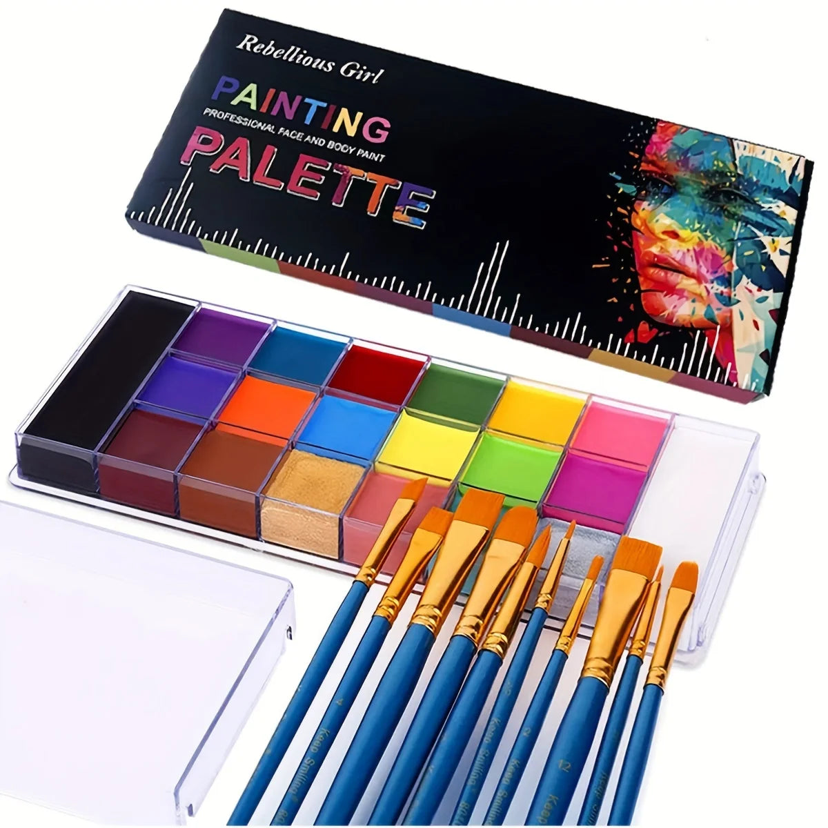 Professional Face & Body Paint Palette, 12 or 20 Color Oil-Based Set – 20 Colors 2pcs-B