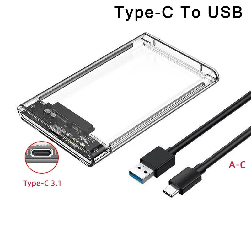 2.5-inch Transparent SATA HDD/SSD Enclosure with USB 3.0/Type-C – Usb C-Usb A