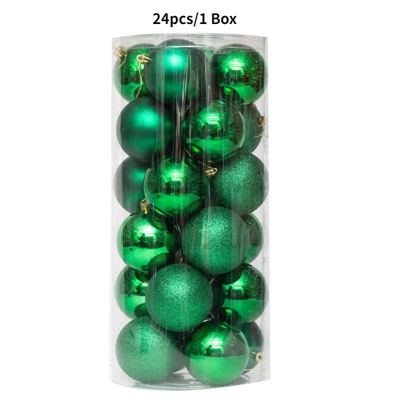 Christmas Tree Ornament Ball Set, 3cm Hanging Decorations (24/36 Pack) – 24pcs Green