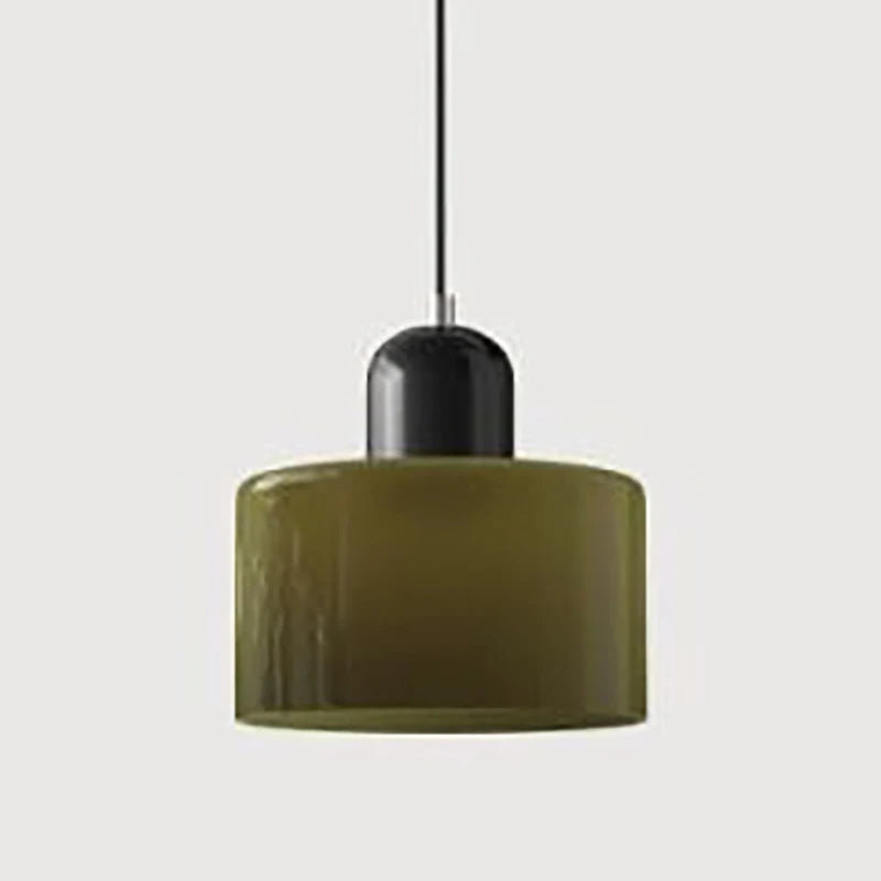 Modern Glass Pendant Light for Bedroom and Dining – E27 Corded Lamp – Brownish green Black