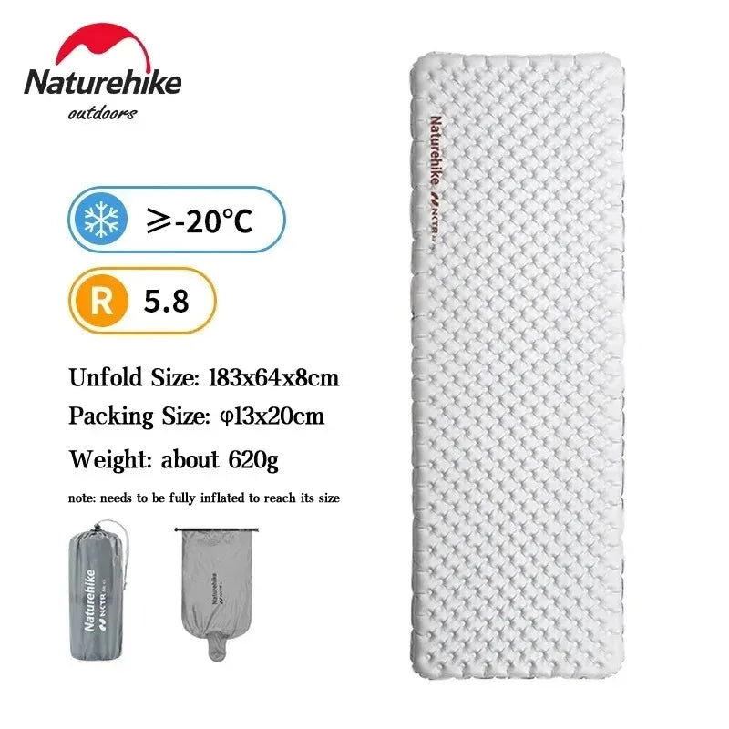 Naturehike Ultralight Inflatable Camping Sleeping Pad, R-Value 5.8 – Square 183x64cm
