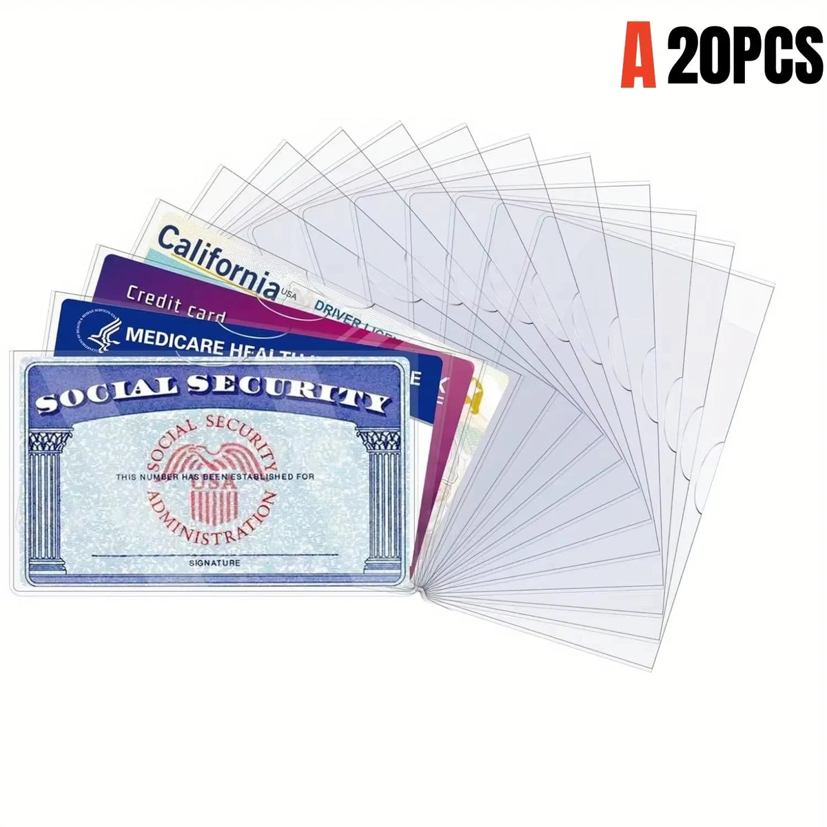 Waterproof PVC Card Protector Sleeves, 3.8" x 2.32" Clear Covers – 20pcs