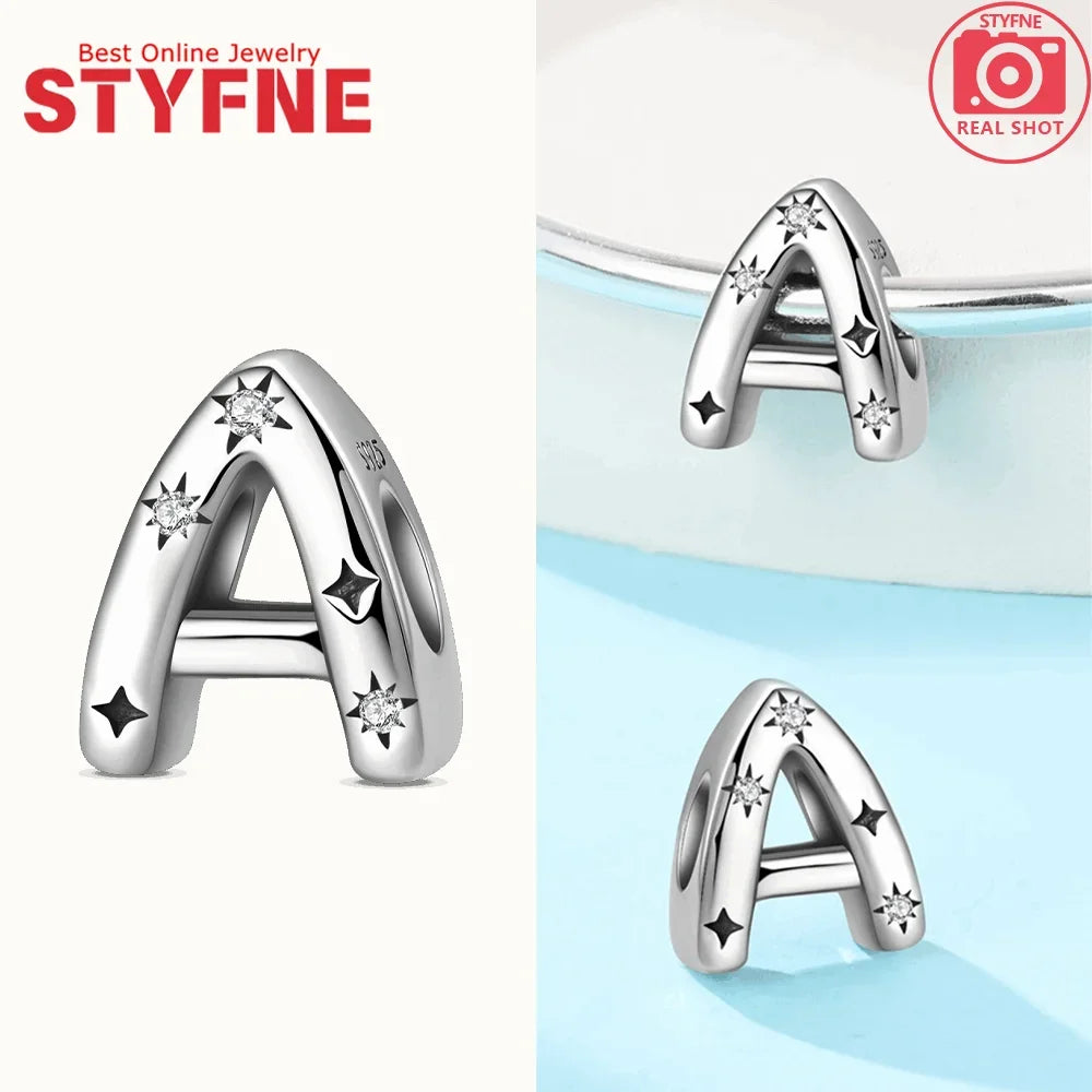 925 Silver Letter Charm with Zircon for Bracelet Jewelry Making – GYC1957-A