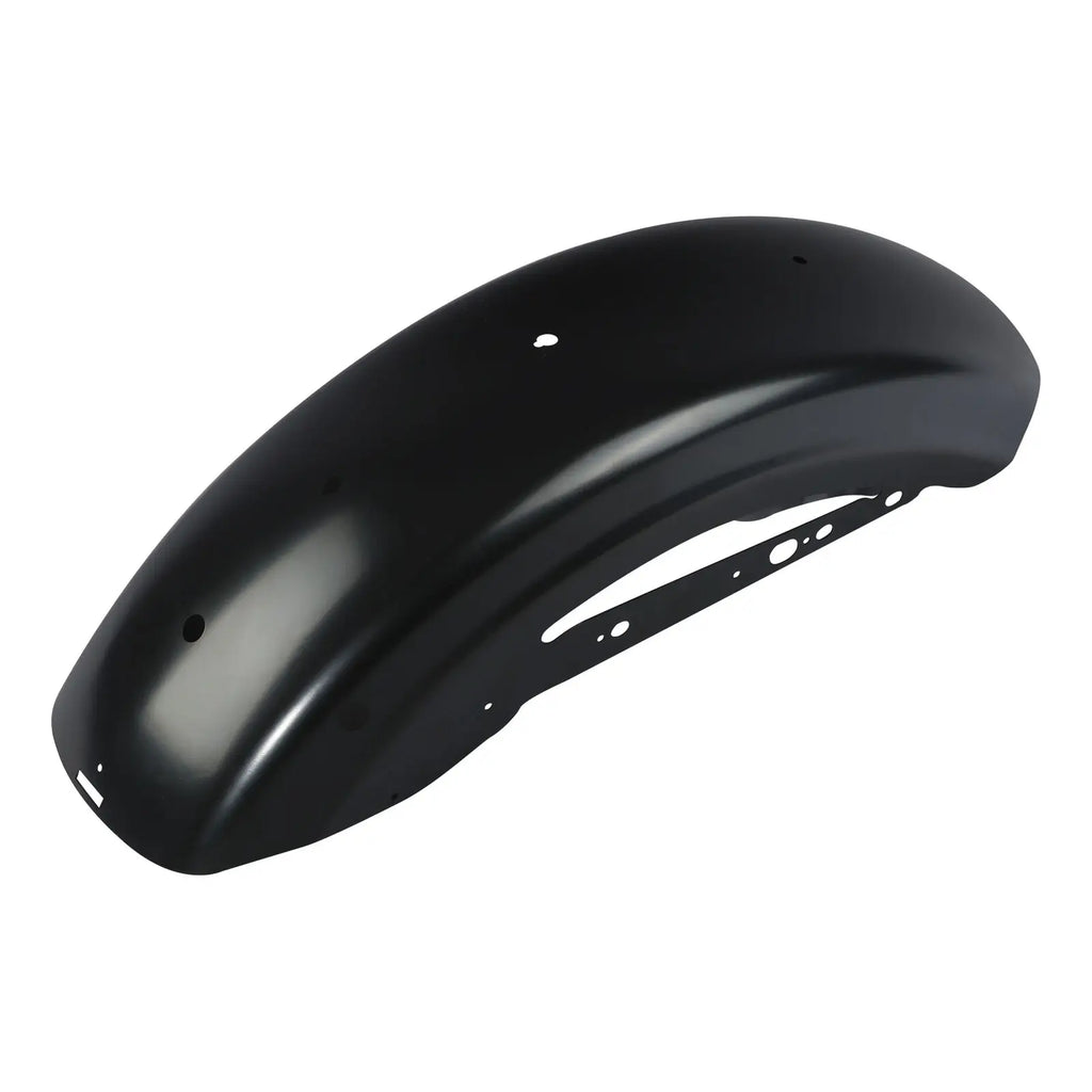 Matte black motorcycle rear fender viewed from an elevated angle