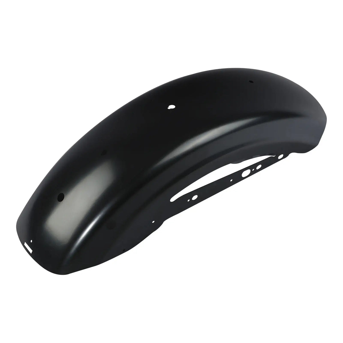Matte black motorcycle rear fender viewed from an elevated angle