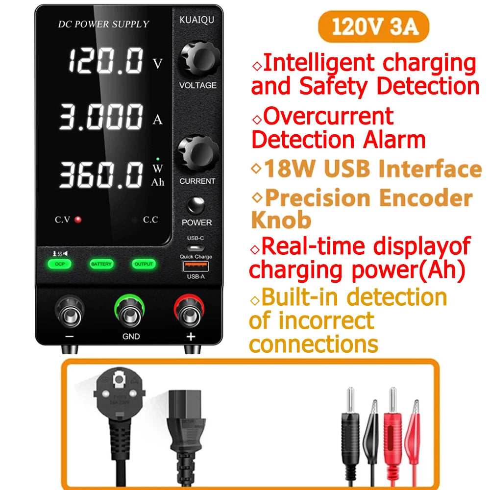 Adjustable Bench Power Supply for Battery Charging - Up to 1200W – Recharge 120V3A 360W