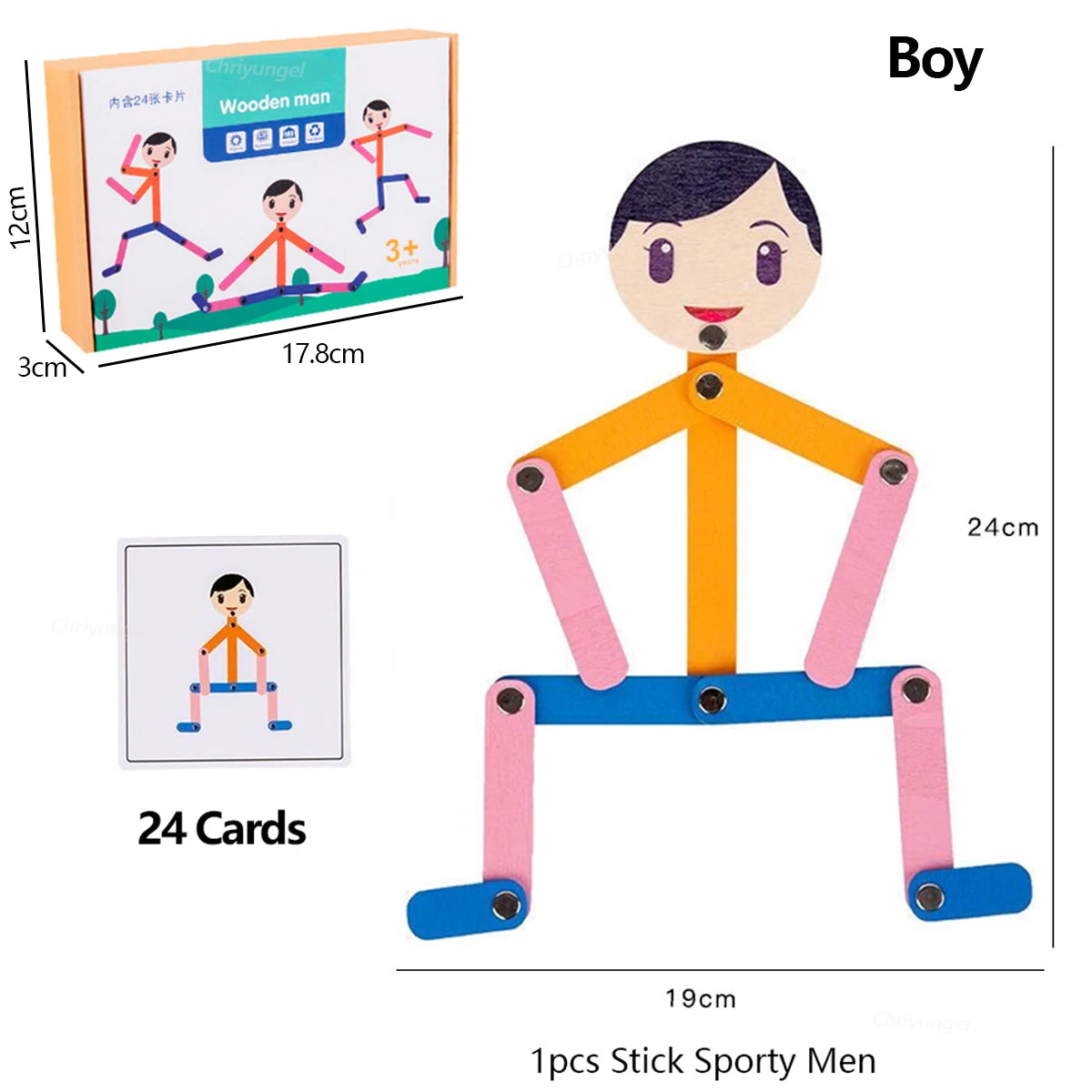 Stick Sporty Men Montessori Educational Puzzle Toy for Fine Motor Skills – Boy