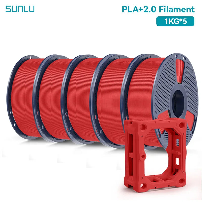 SUNLU PLA+ 2.0 3D Printer Filament 1.75mm, 1kg Spool – PLAplus 2.0 Red