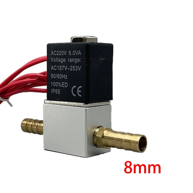 2-Way Normally Closed Solenoid Valve, 1/4" Port for Gas and Water – 8MM-8MM Barb