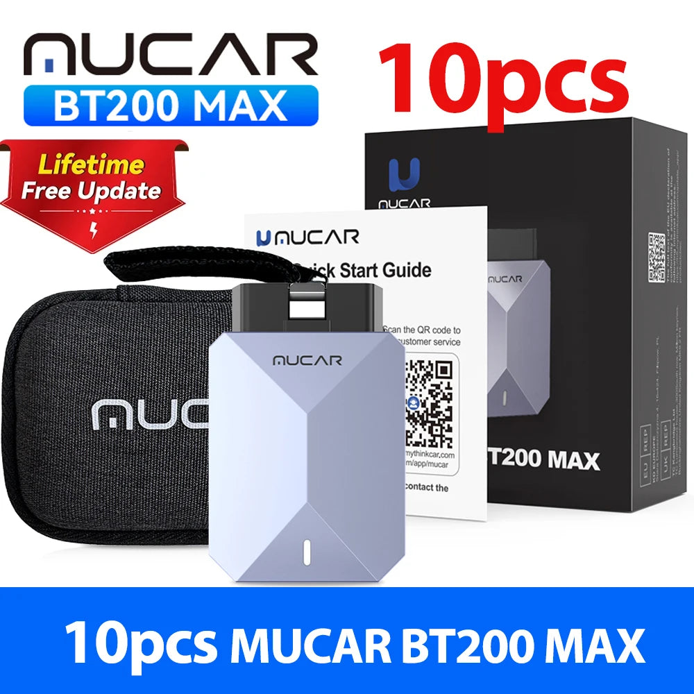 Mucar BT200 Max Bluetooth OBD2 Scanner with AI Diagnostics – 10pcs BT200 Max