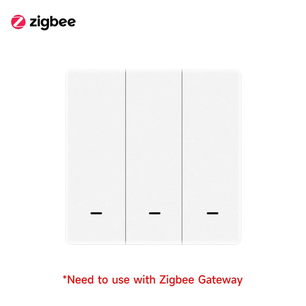 iHseno ZigBee 3.0 Wireless Smart Scene Switch, Battery-Powered Push Button – 3Gang Zigbee