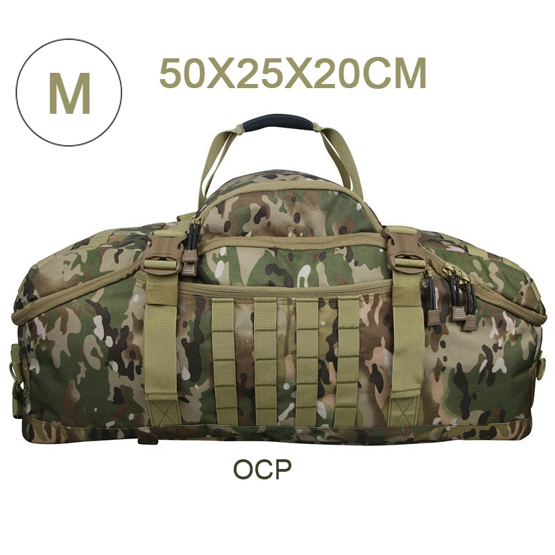 3-Way Waterproof Travel Duffle Bag - Backpack, Shoulder & Carry Bag – M Green Camo
