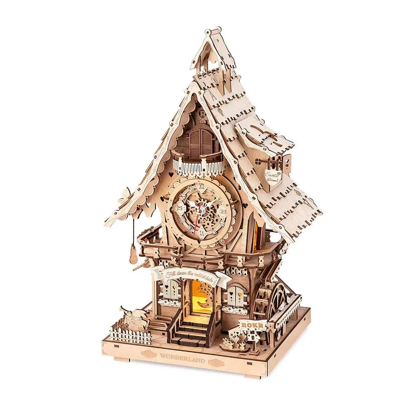 Robotime Rokr 3D Wooden Puzzle Cuckoo Clock Kit with Working Bird – Wood