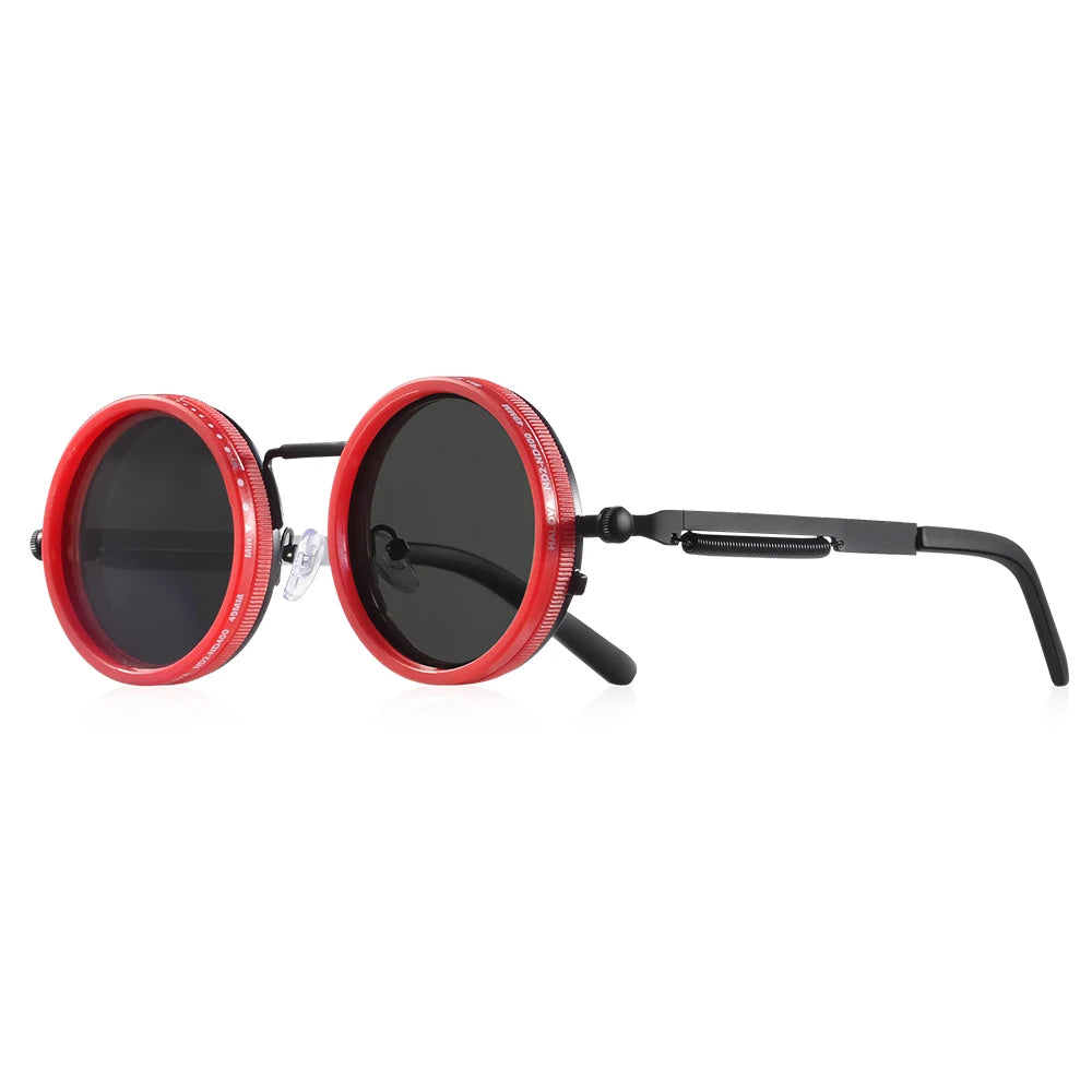 Round Adjustable ND Dimming Sunglasses with UV400 Protection – C4 Red