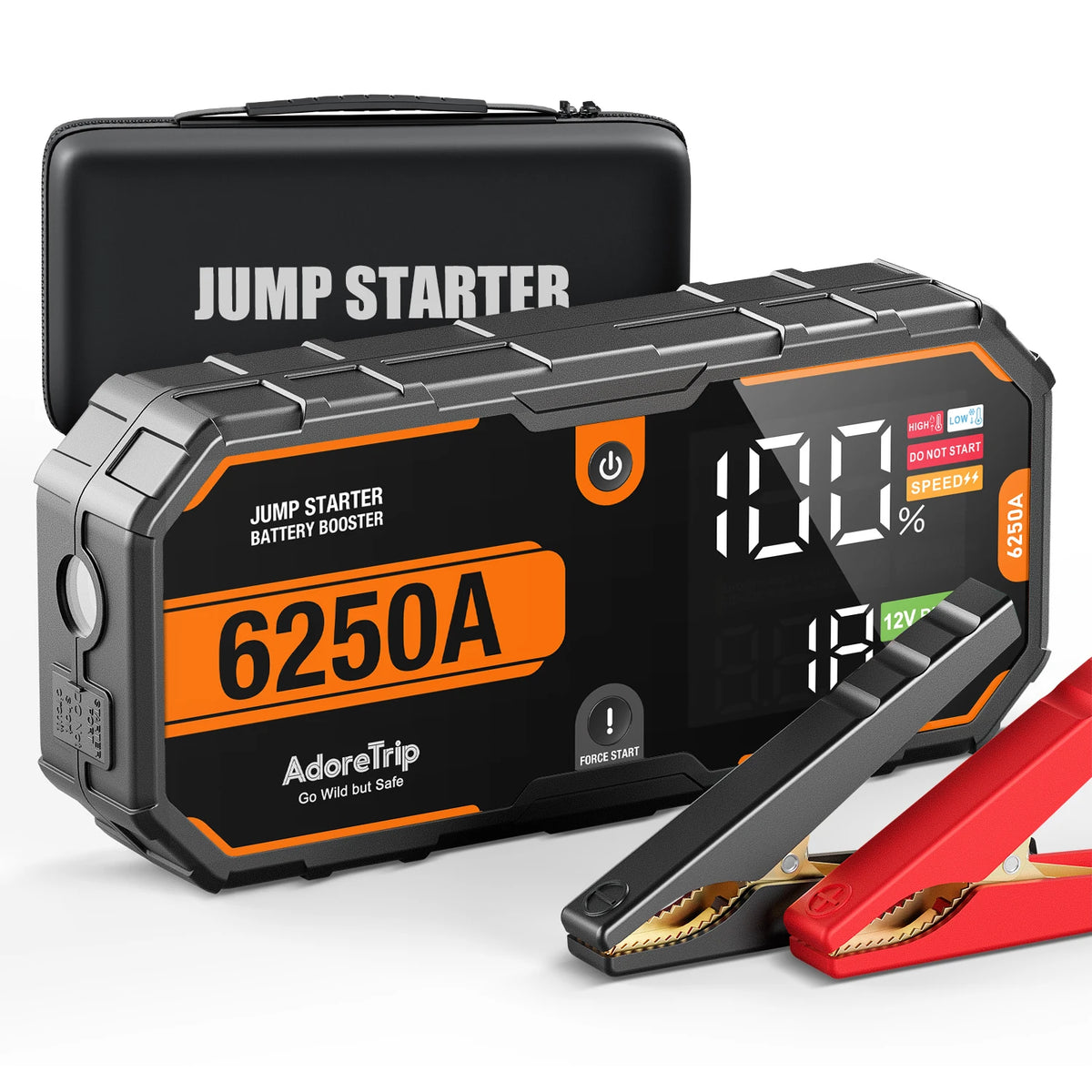 AdoreTrip 6250A 12V Portable Car Jump Starter Auto Battery Booster Power Bank Emergency Jump Pack Starting Device for 10.0L