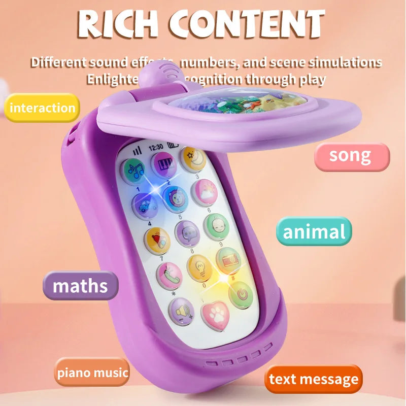 Puzzle Early Education Music Mobile Phone Cartoon Simulation Flip Phone Baby Toy 61 Children's Gift English – view 2