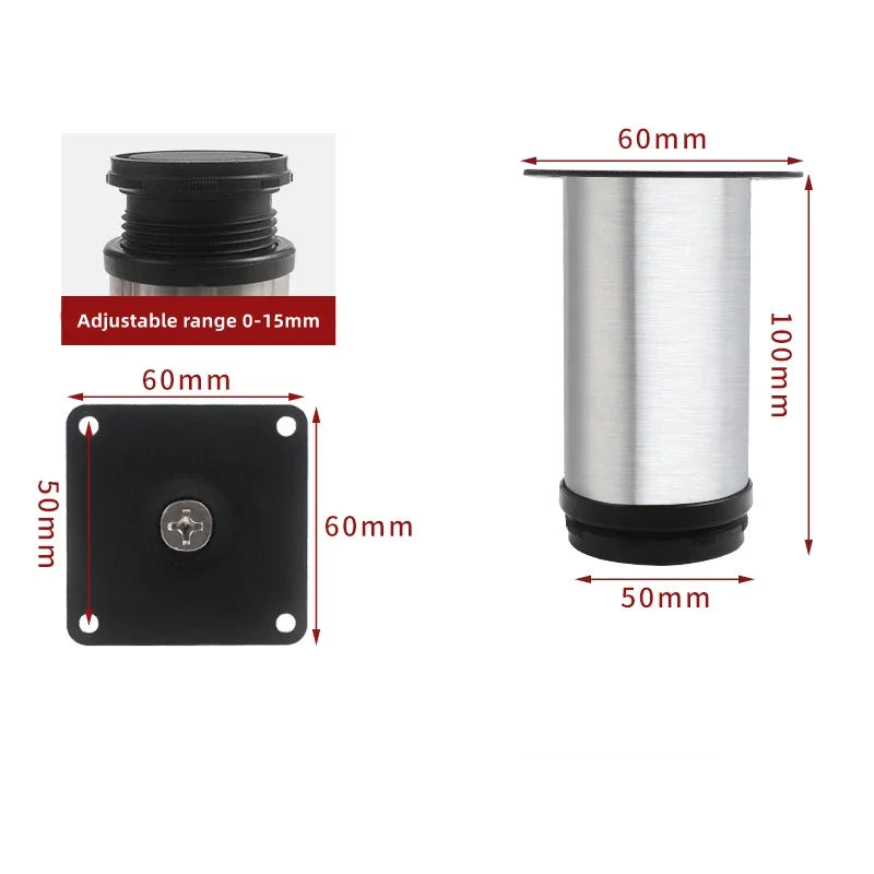 Adjustable Stainless Steel Furniture Legs, 50mm–300mm Cabinet & Sofa Feet – 100mm
