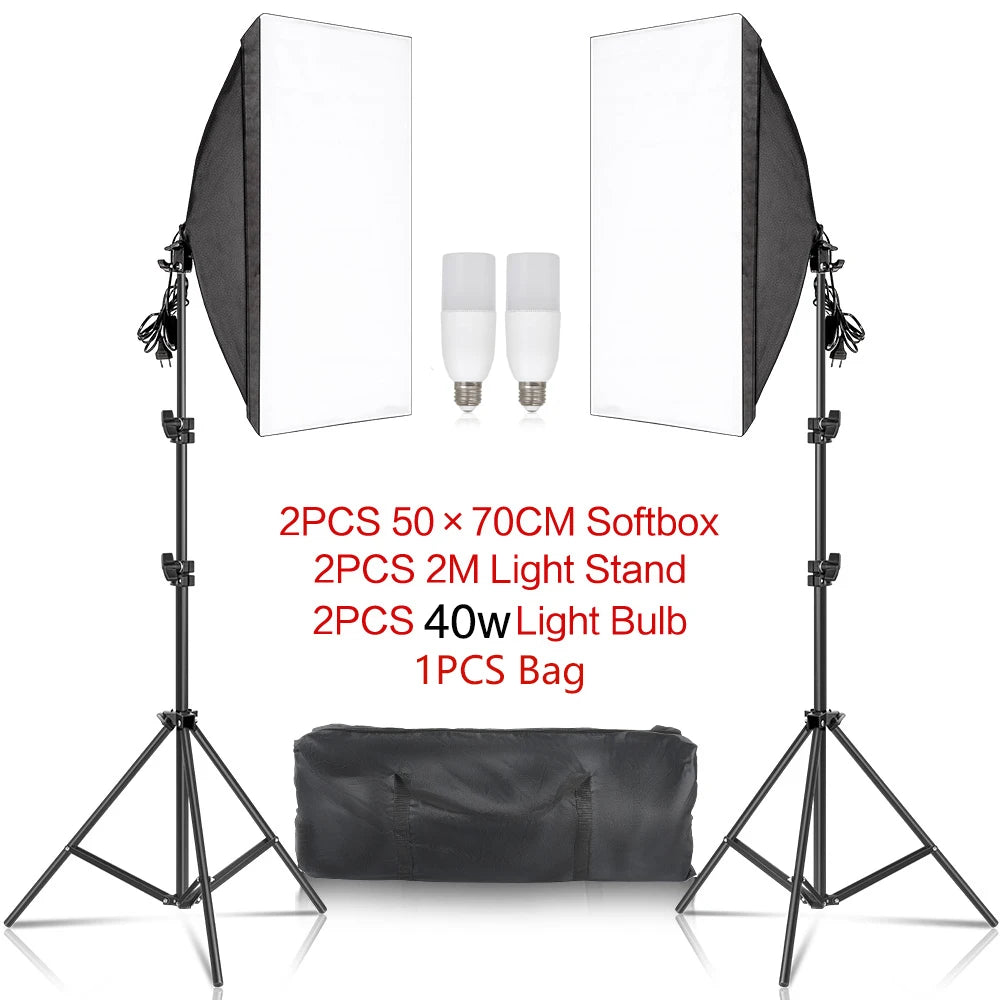 45W LED Softbox Lighting Kit with 200cm Tripod Stand – SH-RGX-01-55