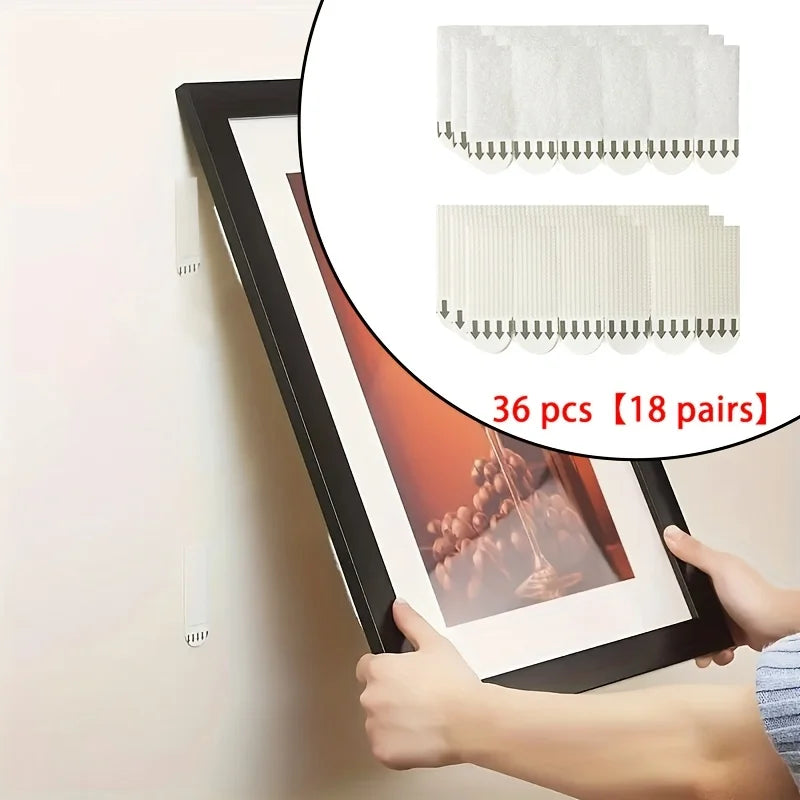 Heavy Duty Non-Perforated Adhesive Picture Hanging Strips – 36pcs-18 pairs