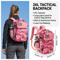 26L Molle Gym Backpack with Dual Cup Holders for Fitness and Hiking – Pink