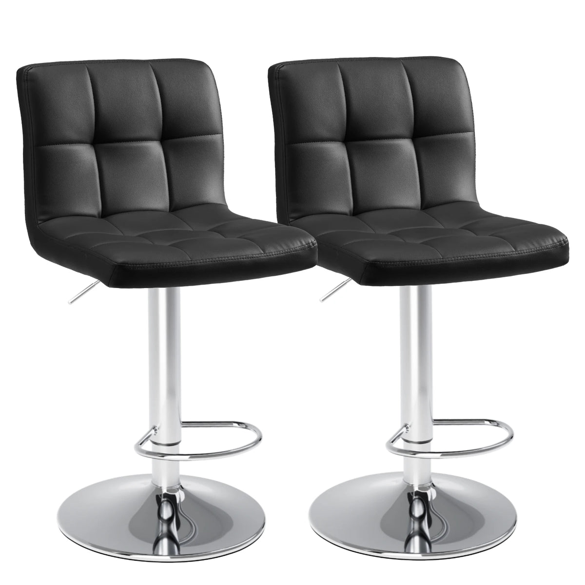 JHK PU Leather Counter Height Bar Stools - Set of 2 – Black