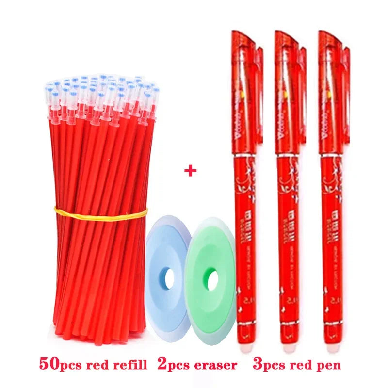 55-Piece 0.5mm Erasable Gel Pen Refill Set – 55pcs red set B