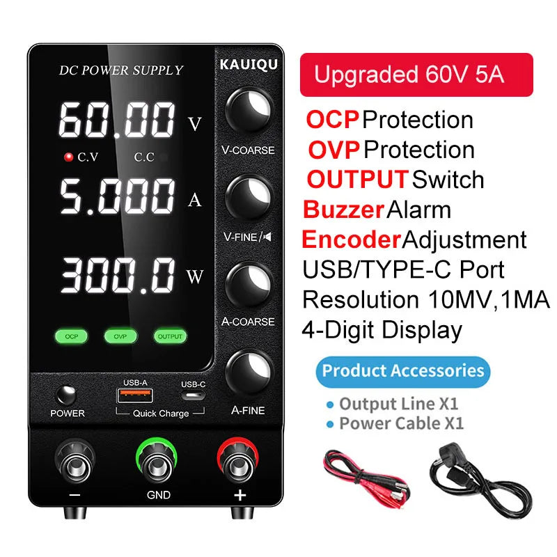 Adjustable Bench Power Supply for Battery Charging - Up to 1200W – OCP OVP 60V5A 300W