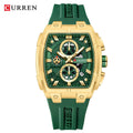 Curren Quartz Men's Chronograph Watch with Silicone Rubber Strap – Green