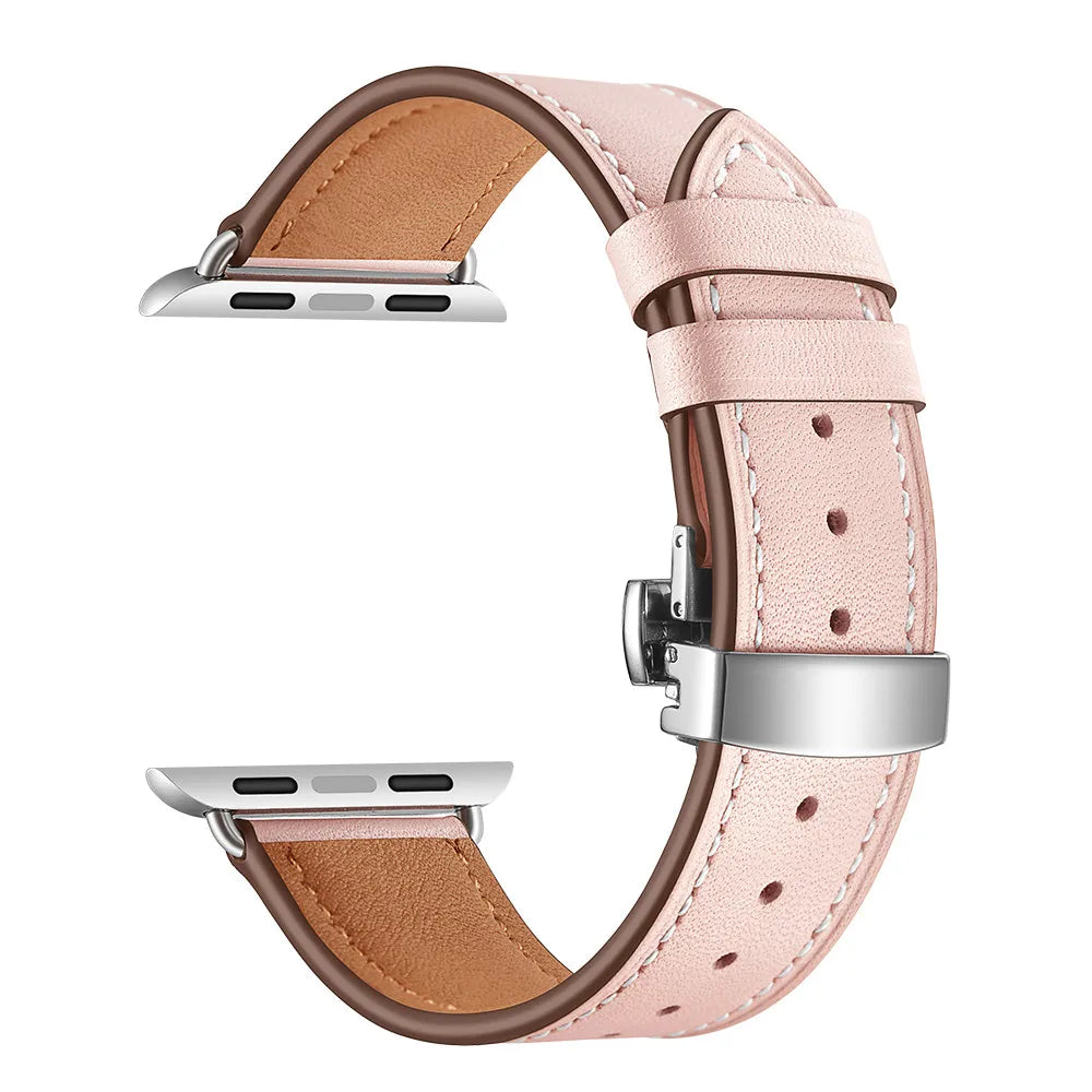 Fabric Watch Band for Apple Watch 38mm 40mm 41mm 42mm 44mm 45mm – Silver button pink