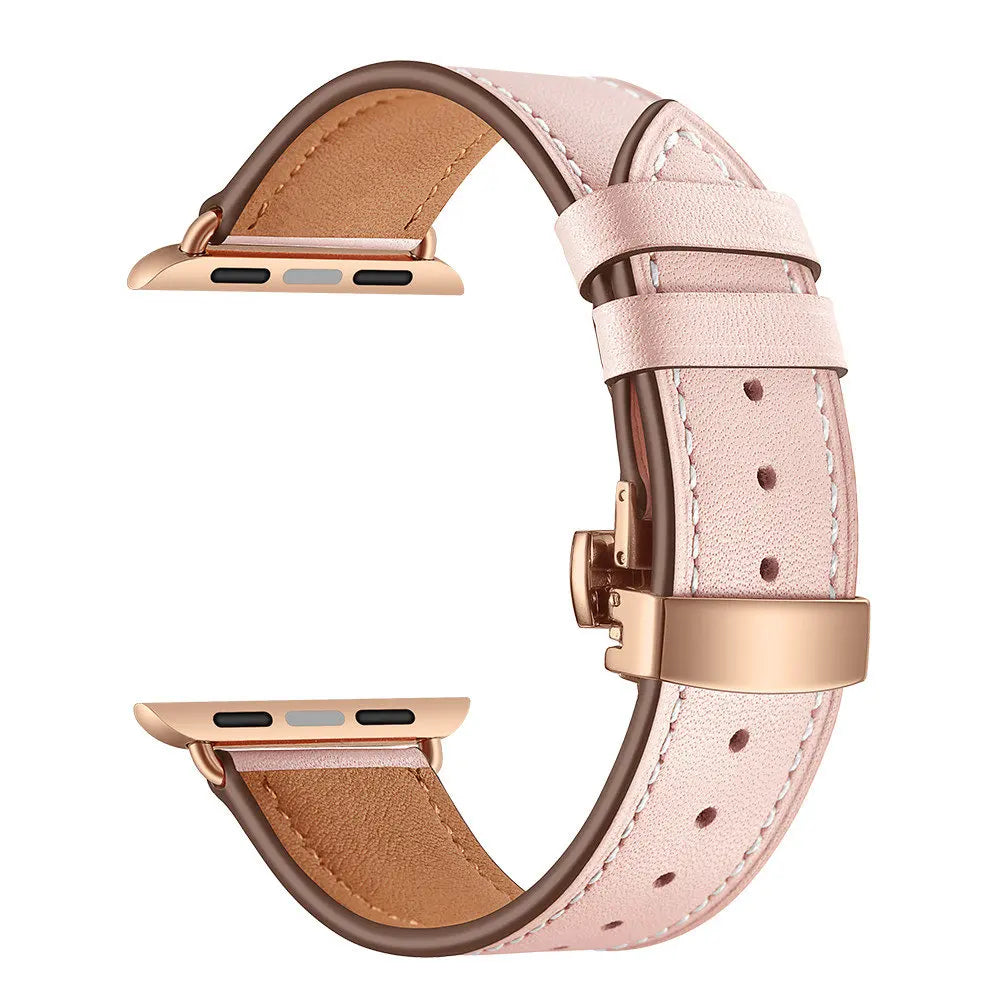Fabric Watch Band for Apple Watch 38mm 40mm 41mm 42mm 44mm 45mm – Rose Button Pink