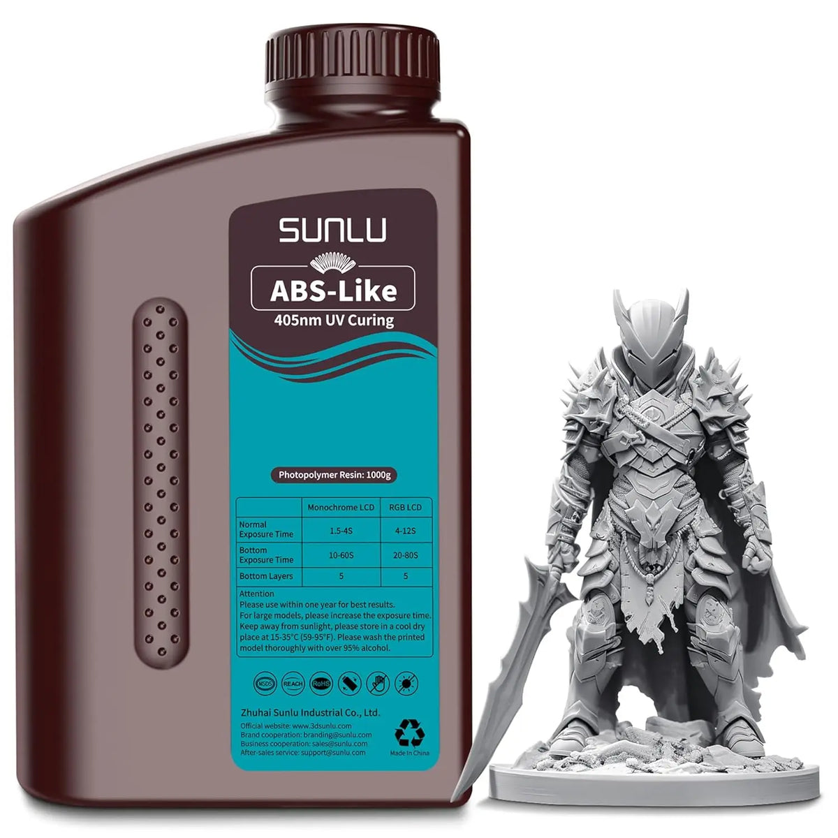 Sunlu 1kg ABS-Like or Water Washable 405nm UV Photopolymer Resin – ABS Like Grey