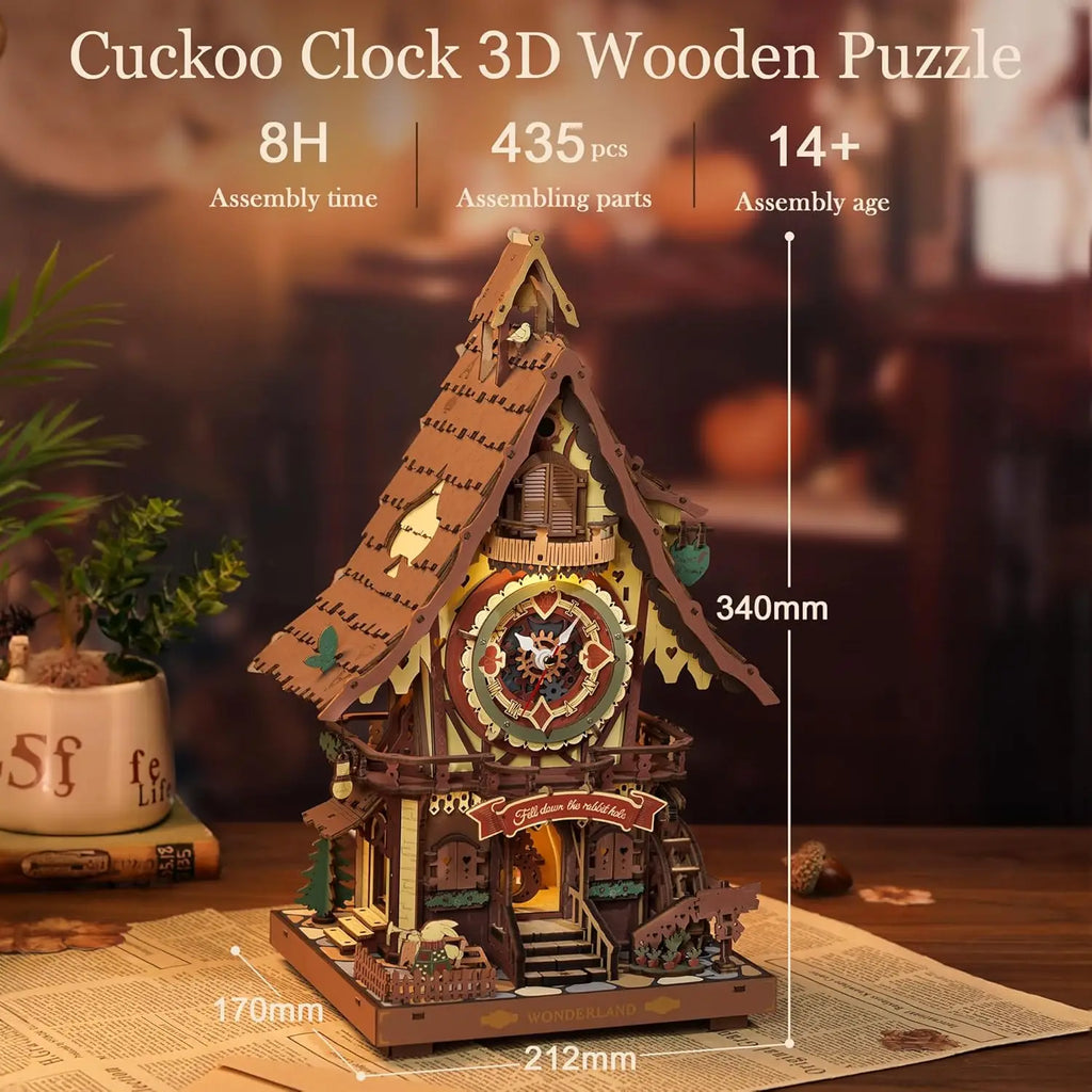 3D wooden cuckoo clock puzzle dimensions and specifications