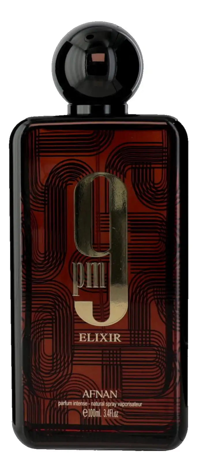 Brown fragrance bottle, white background