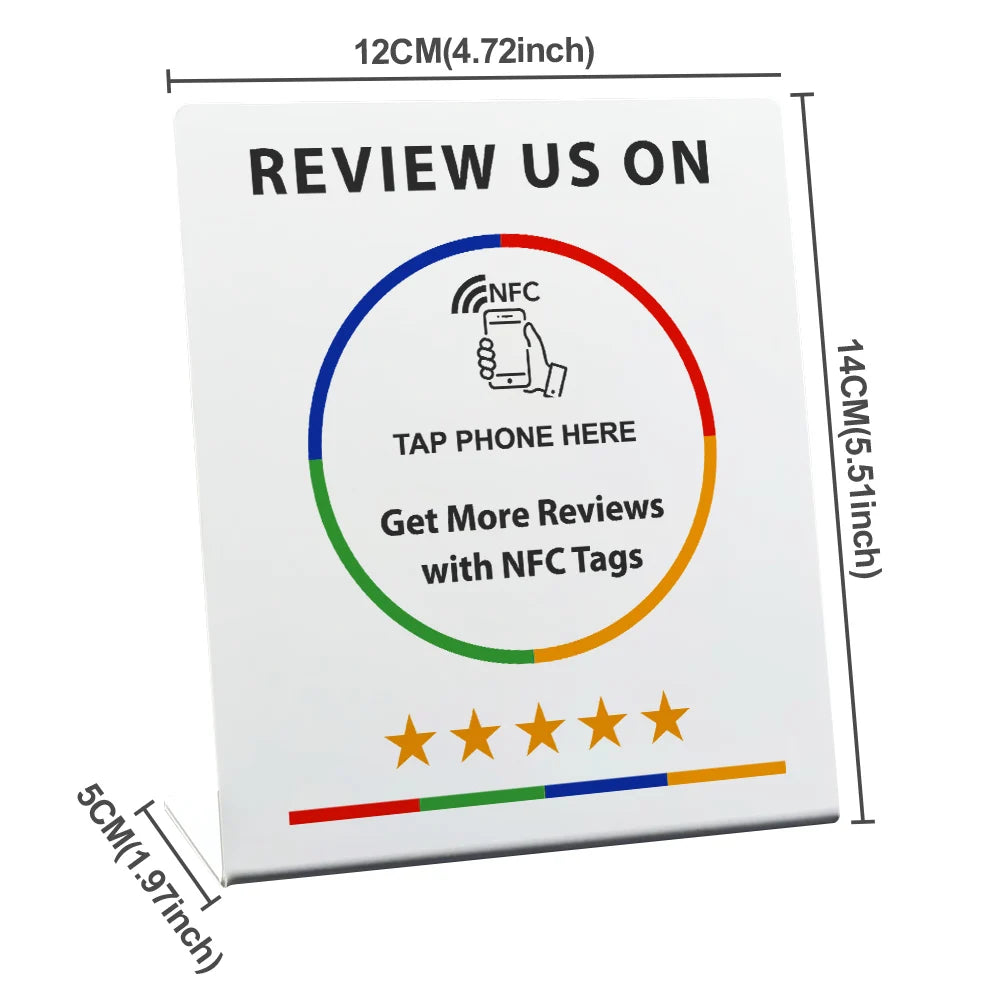 NFC 215 Programmable Google Review Stand and Card for Business – white-U
