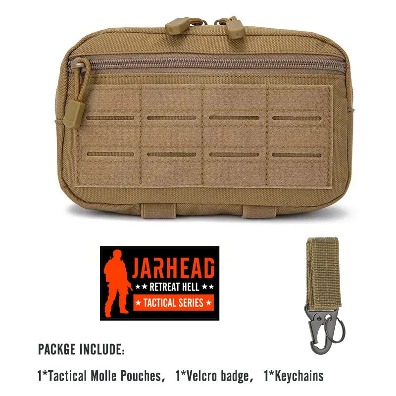 Tactical Molle EDC Utility Pouch, Nylon First Aid Waist Pack – Tan-Set