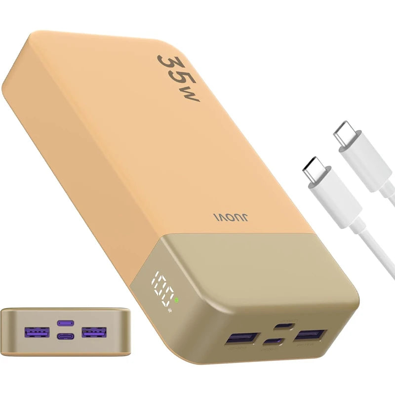 Juovi 20,000 mAh 35W Portable Power Bank with 4 Charging Ports – Orange