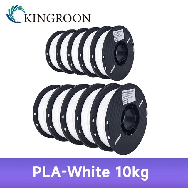 Kingroon 10kg 3D Printer Filament 1.75mm PLA, ABS, or PETG – PLA 10kg White