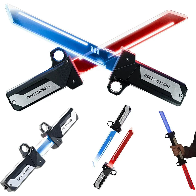 2-in-1 LED Lightsaber Toy, Extendable Twin Sword Set – Lightsaber