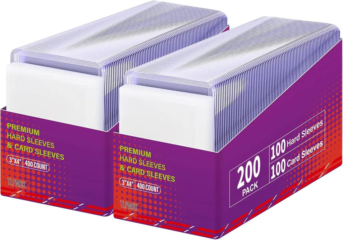 Two boxes of 3x4 inch hard plastic trading card protectors
