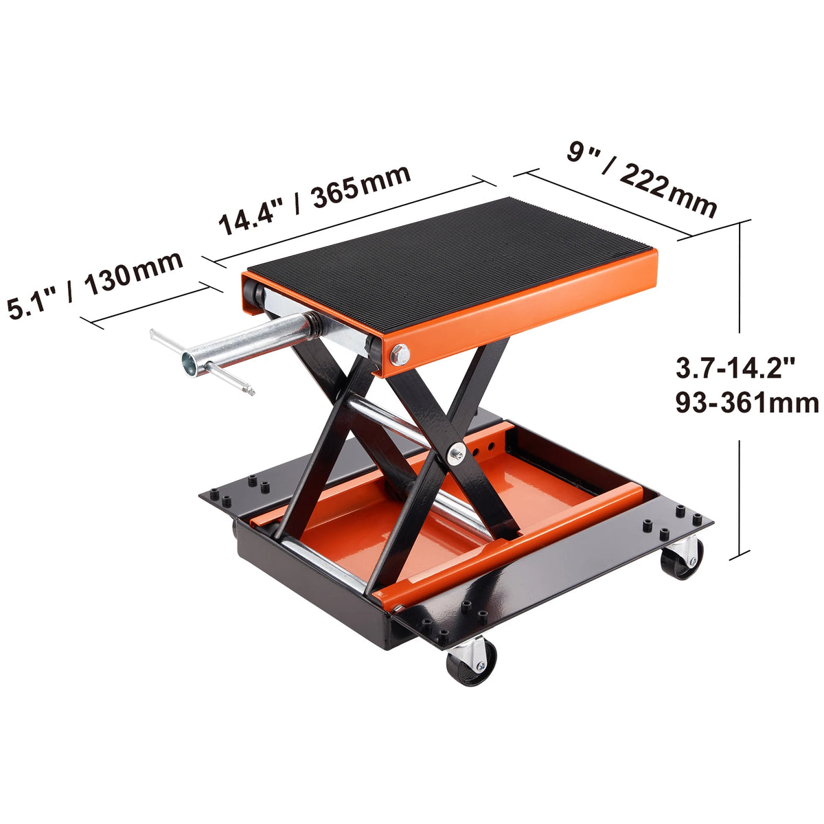 SucceBuy Motorcycle Scissor Lift Jack, 1100 lbs Capacity with Safety Pin – 1100IBS Wheels