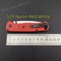 BM 535 Folding EDC Knife, 7.5cm Drop Point Blade with Grivory Handle – Red White Blade